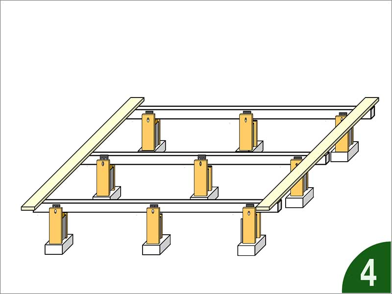 調整束によるデッキ組立4　柱材